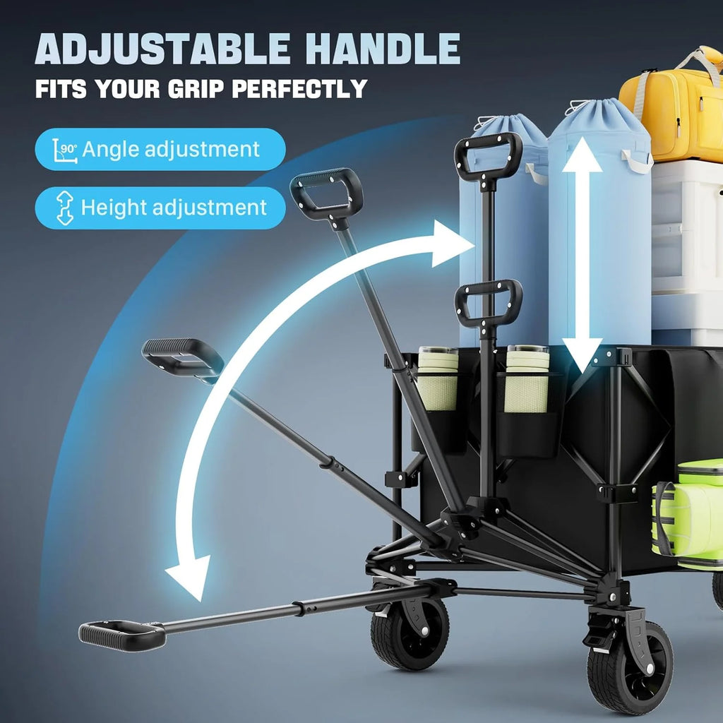 48 Extra Large Folding Travel Cart, 560 lb Capacity, 350 L Heavy Duty Utility Cart with Brakes and All-Terrain Wheels