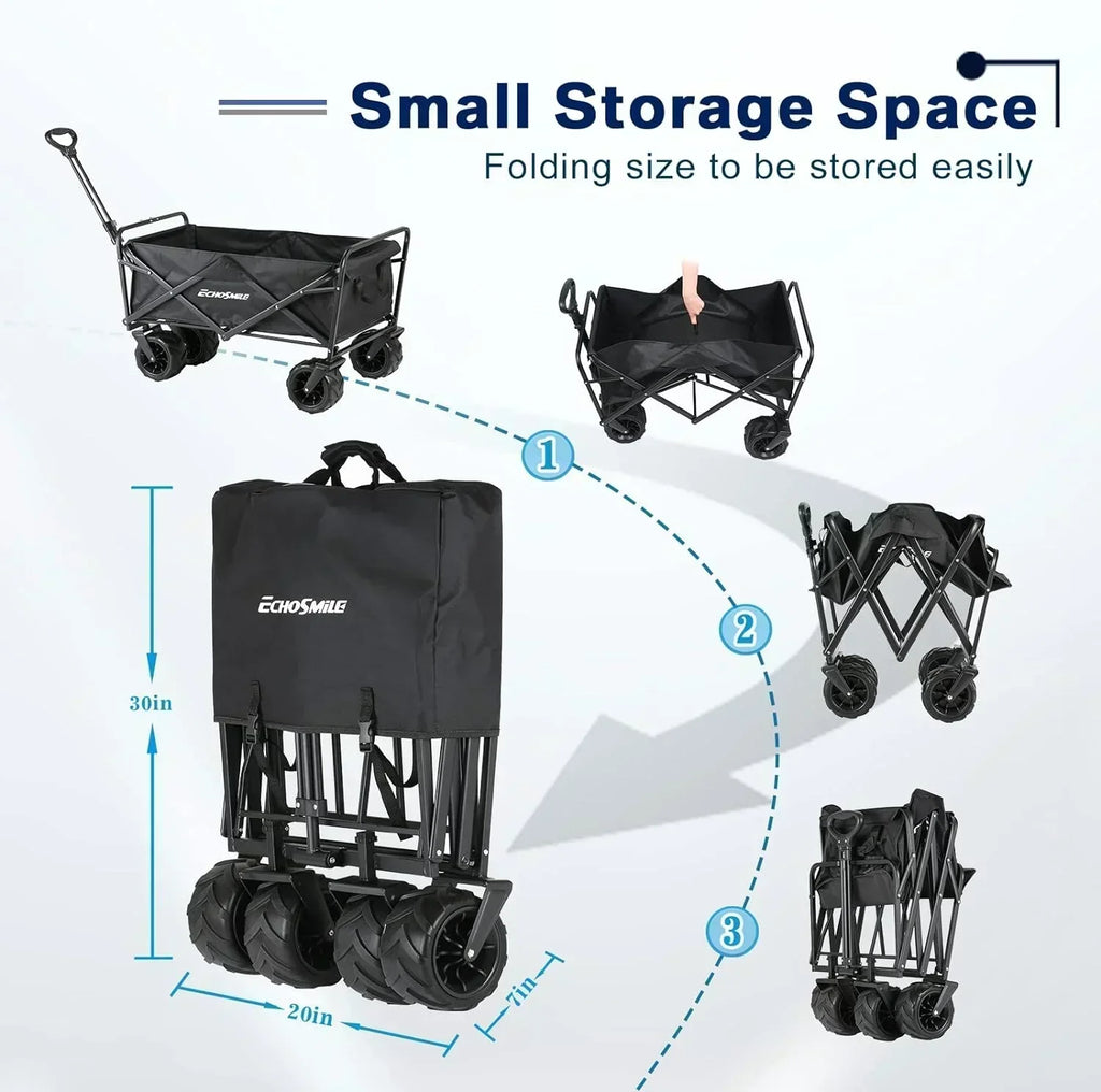 Heavy Duty 350 lb Capacity Foldable Caravan Outdoor Folding Camping Caravan Portable Grocery Cart