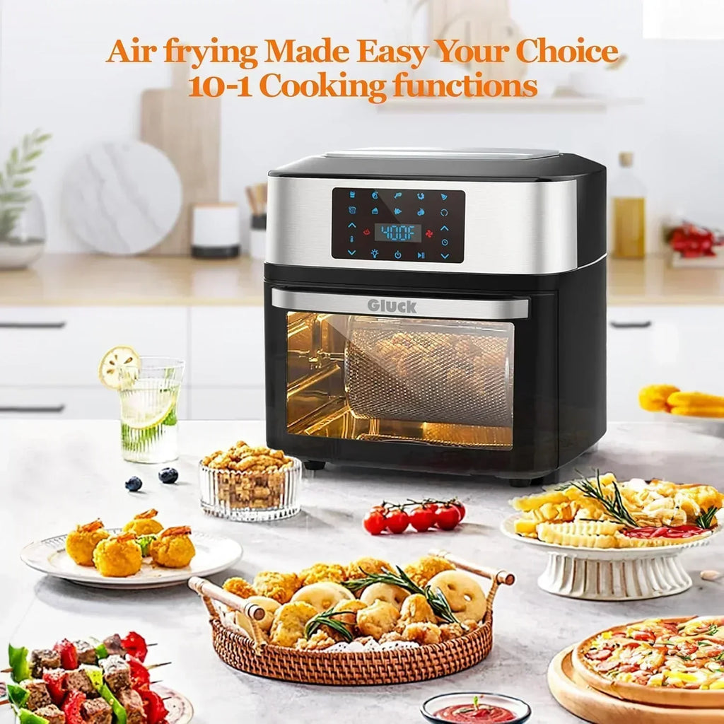 Large 20-quart air fryer 10-in-1 combo with window rotisserie 3 dehydrator racks ETL certified