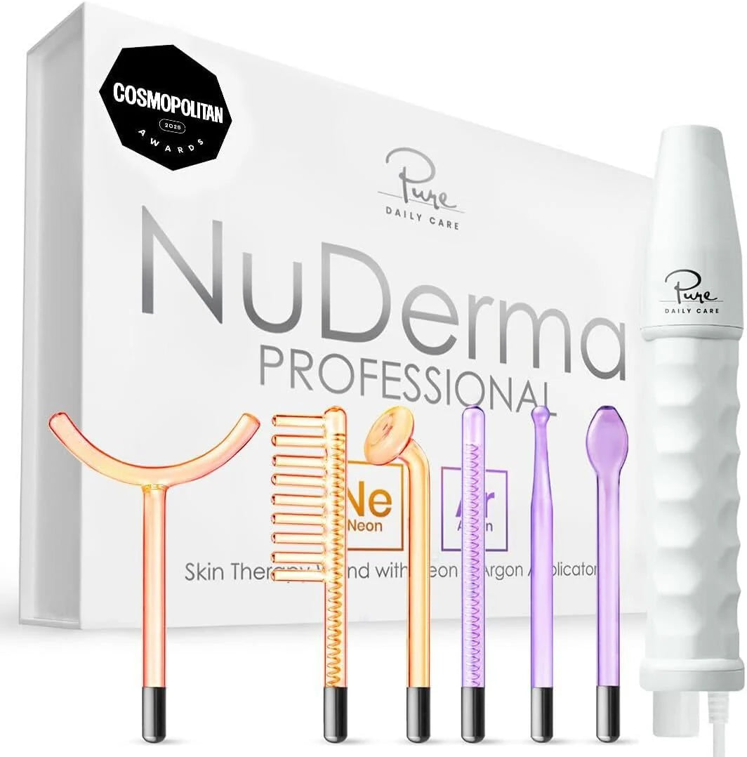 NuDerma Professional Skin Therapy Wand - Portable Skin Therapy Machine with 6 Neon