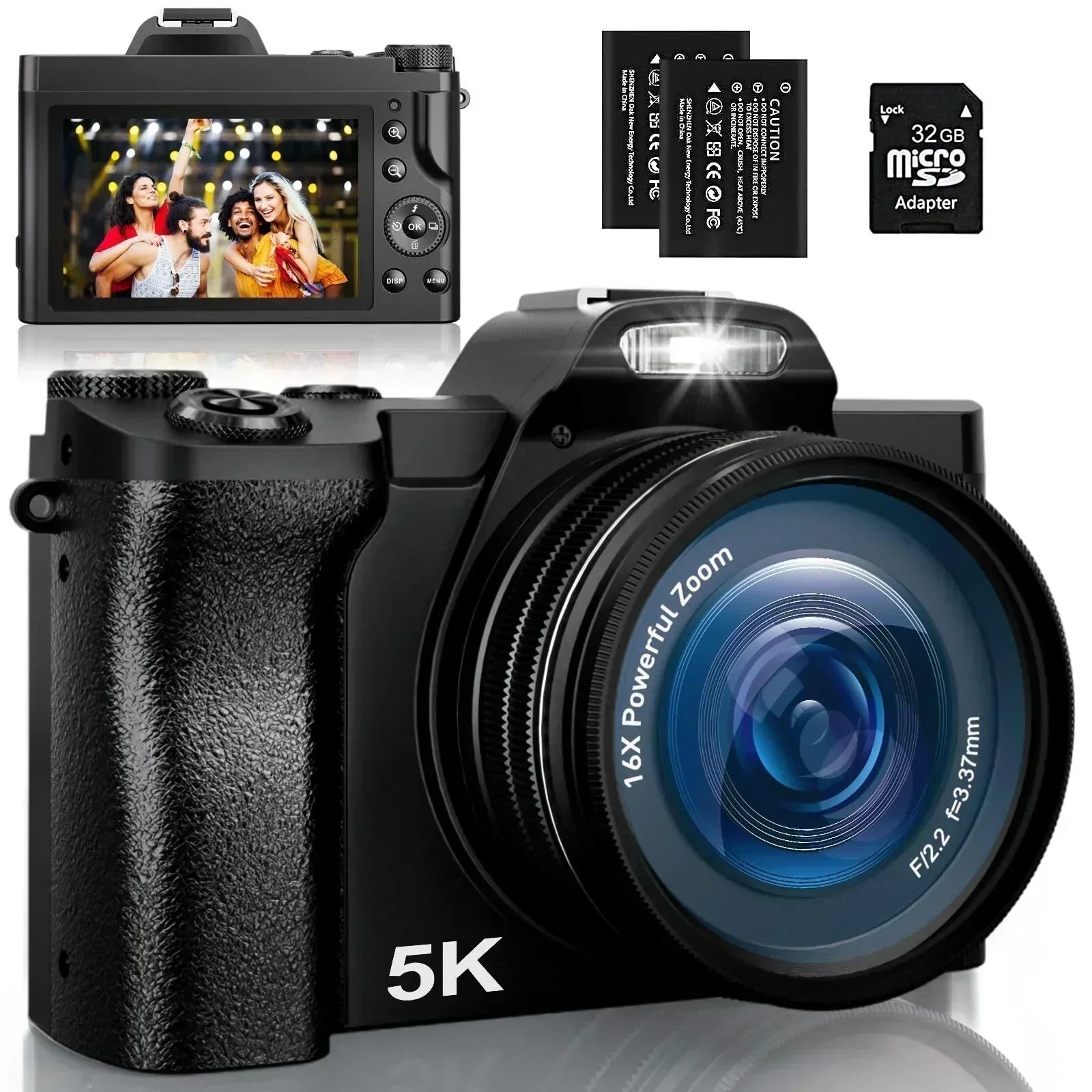 5K Digital Camera WiFi Vlogging Camera with 32G SD Card