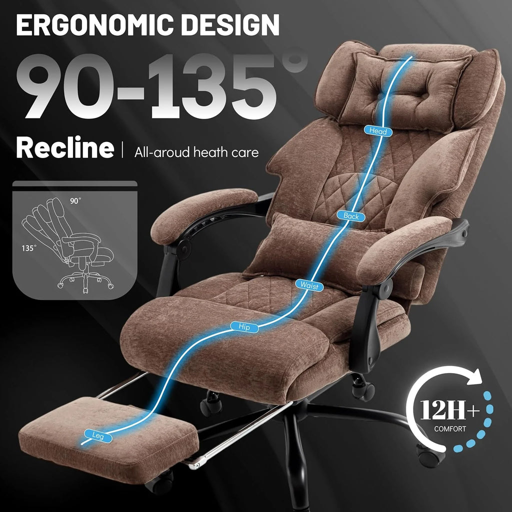 Massage Office Chair with Footrest, Large and Tall Leather Office Chair 500 lbs