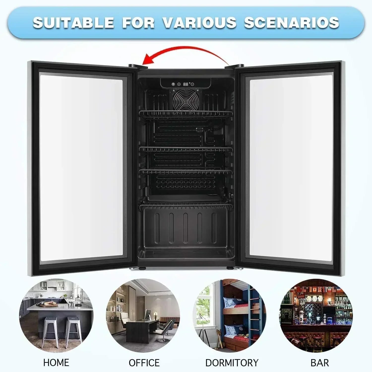 Antarctic Star Beverage Refrigerator Cooler 68 Can Mini Fridge with Glass Door for Beer Drinks Wine