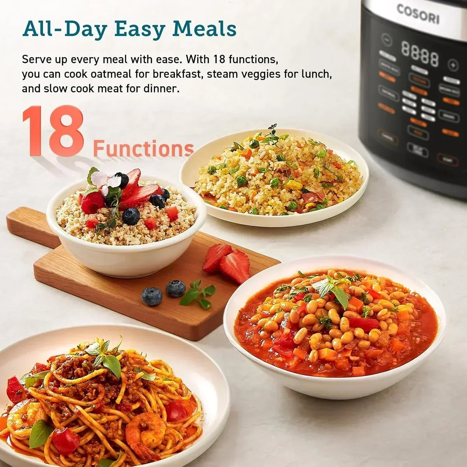 COSORI Pressure Cooker 6 qt 9-in-1 Instant Multi Kitchen Appliances Safer Venting Design
