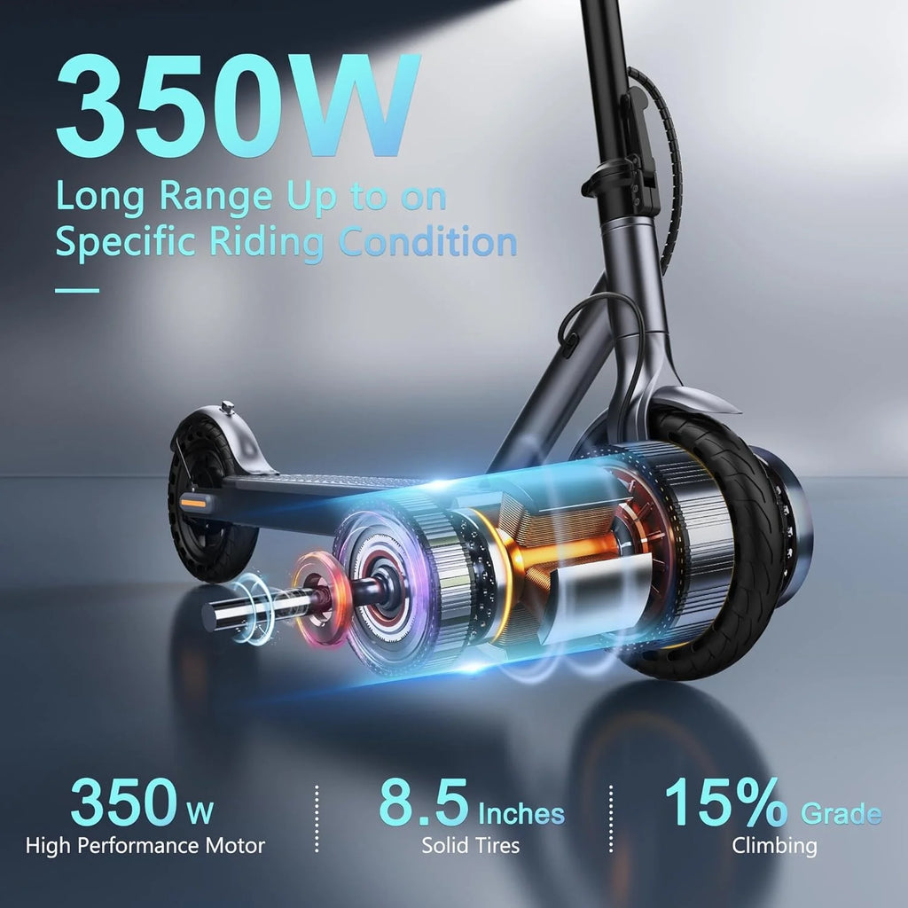 Electric Scooter, 350W/500W Powerful Motor, 8.5/10 Solid Tires, 19/22Mph, 28/21/12 Miles Range,Dual Braking