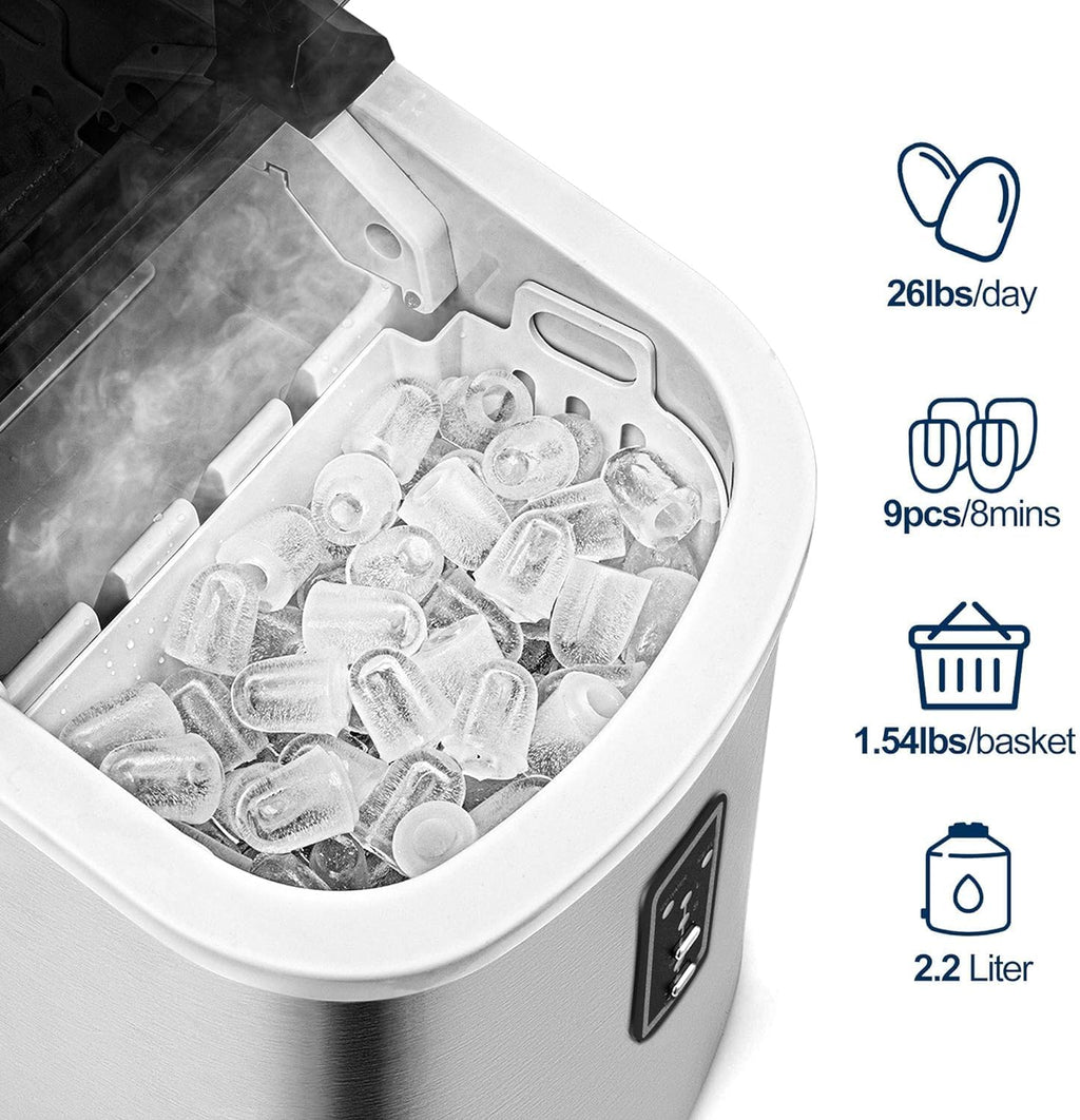 EUHOMY Nugget Ice Maker Countertop with Handle Ready 34lbs Per Day Removable Top Cover