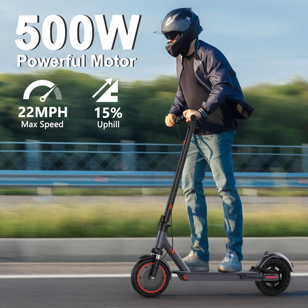 Electric Scooter, 350W/500W Powerful Motor, 8.5/10 Solid Tires, 19/22Mph, 28/21/12 Miles Range,Dual Braking