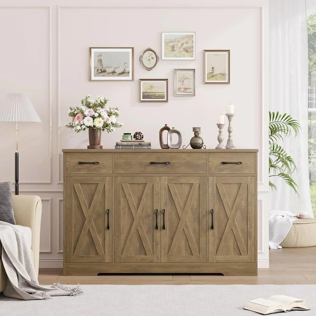 Sideboard with drawers large 55-inch sideboard modern farmhouse wood kitchen dining table