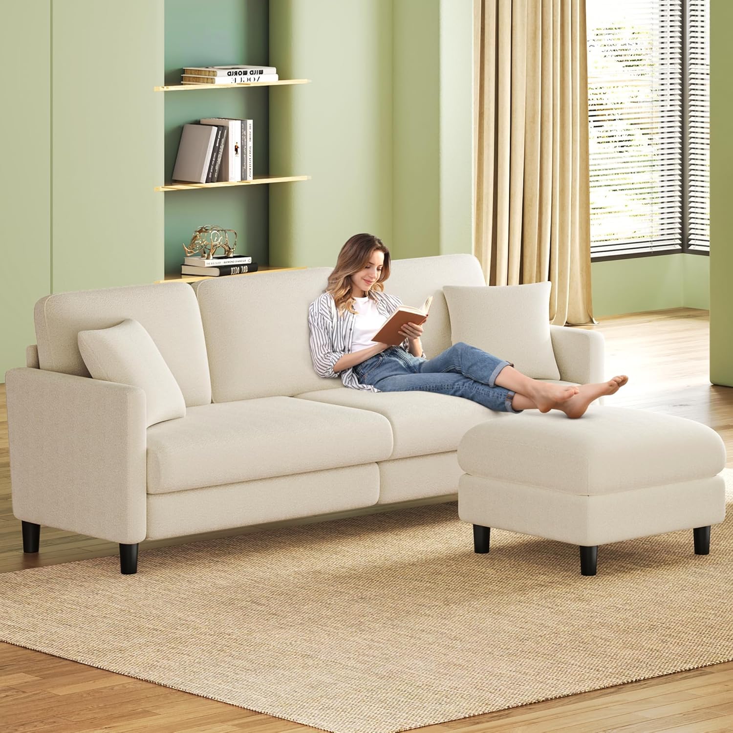 83 inch Couches for Living Room Comfy Sofas for Living Room Teddy Sofa Couch Tool Free Setup