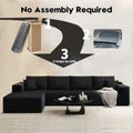 107.5 Cloud Modular Sectional Sofa Couch with L-Shape Chaise,Modern Minimalist Upholstered Couches for Living Room Bedroom,Deep Seat Corner Couch��No Assembly Required (Black,Left Facing Chaise)