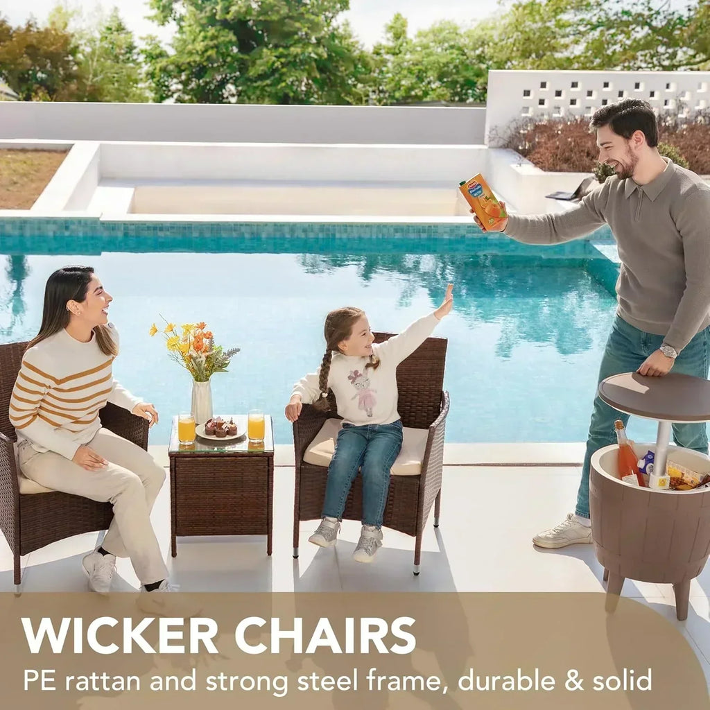 Devoko Patio Porch Furniture Sets 3 Pieces PE Rattan Wicker Chairs Outdoor Garden Furniture Sets