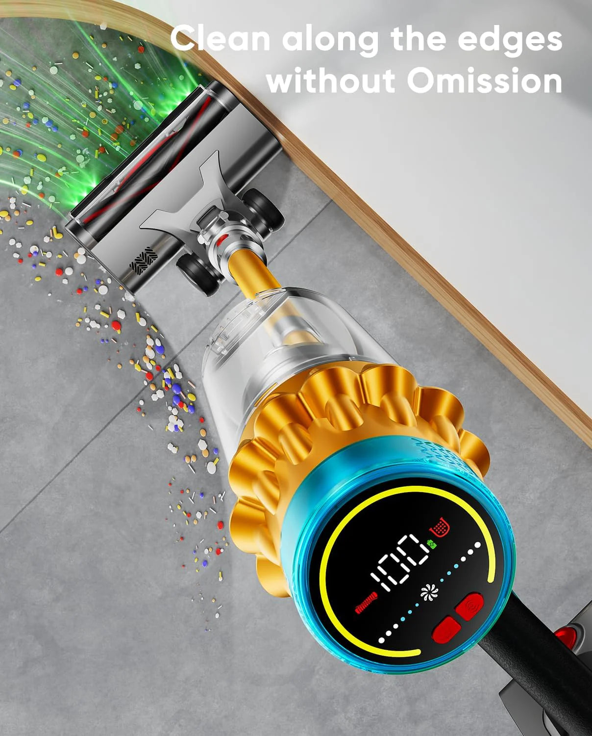 Cordless Vacuum Cleaner, 650W/55KPA/70 Mins Vacuum Cleaners for Home with Self-Standing, Anti-Tangle Brush, Smart Display and 1.8L Cup Cordless Stick Vacuum Cleaner for Pet Hair/Carpets