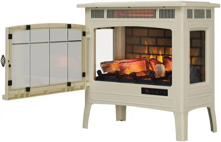 Freestanding Electric Fireplace Stove Heater with 3D Flame Effect for 1000 Sq. Ft