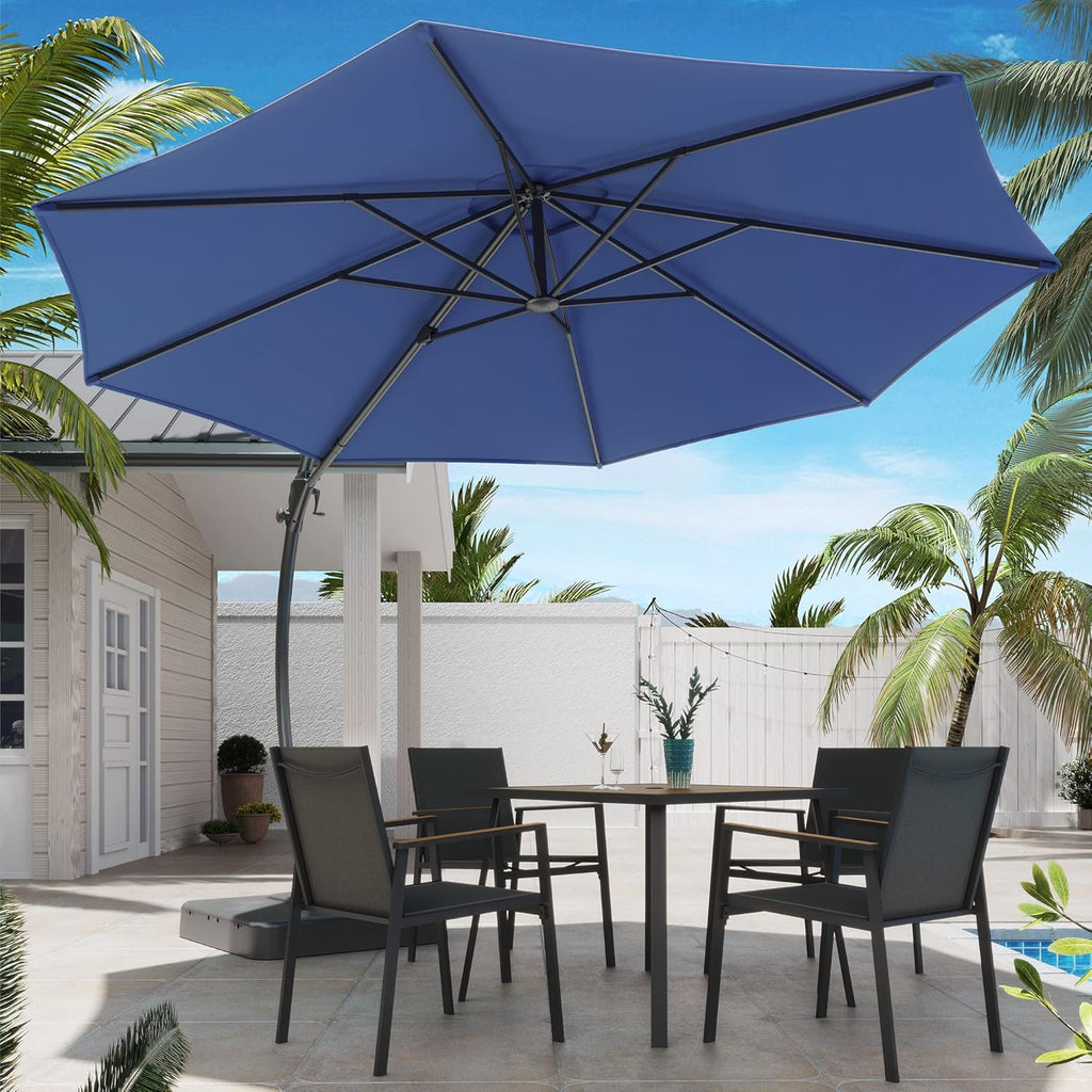 LAUSAINT HOME Outdoor Patio Umbrella with Base included 11 FT Deluxe Curvy Cantilever Umbrella