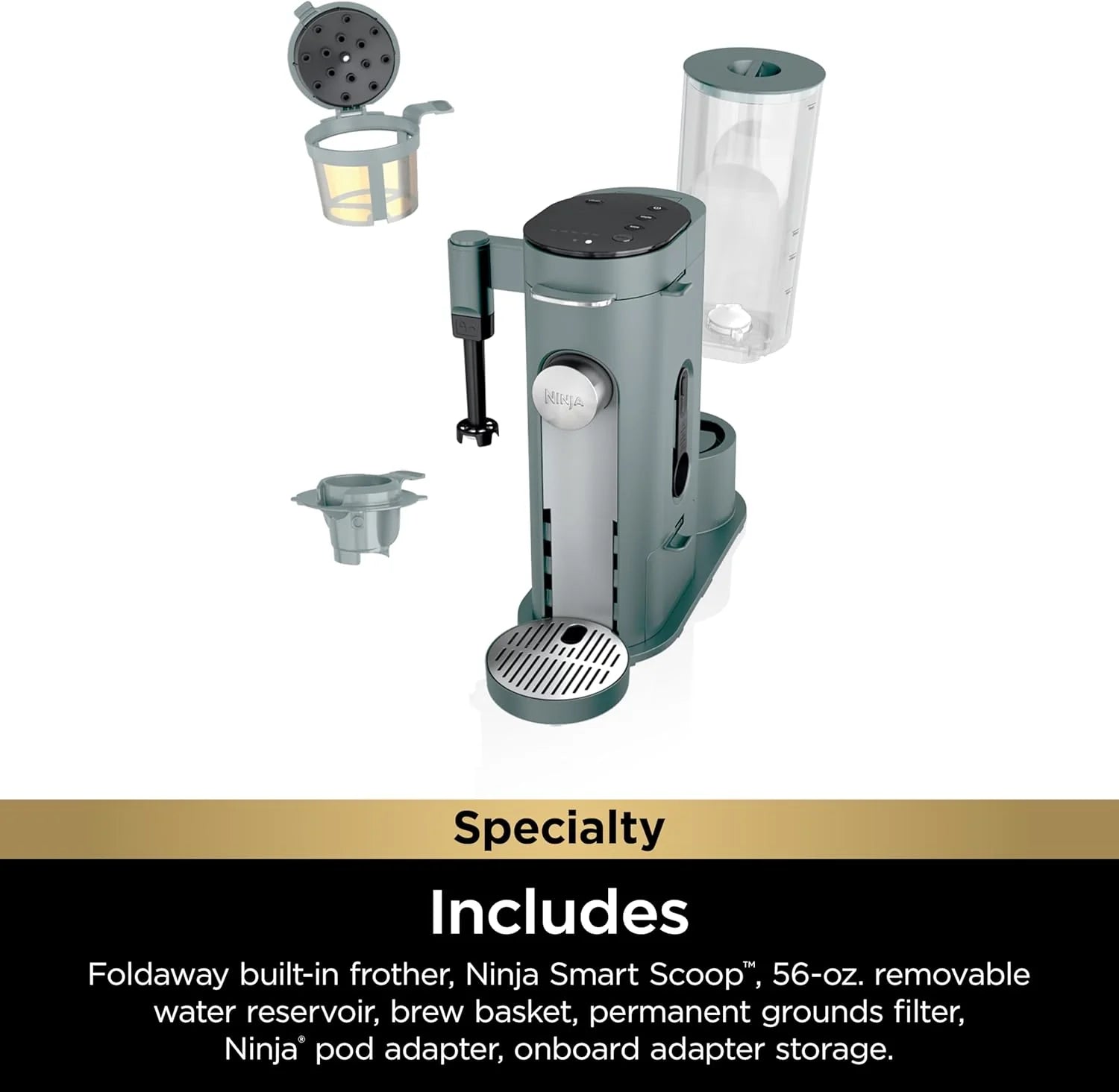 Ninja | Coffee Maker | Single Serve |Brew with Coffee Pods & Grounds| Compatible with K-Cup Coffee Pods | 4 Brew Styles, up to 24oz Cup Sizes & 56oz Removable Reservoir | Black | PB051