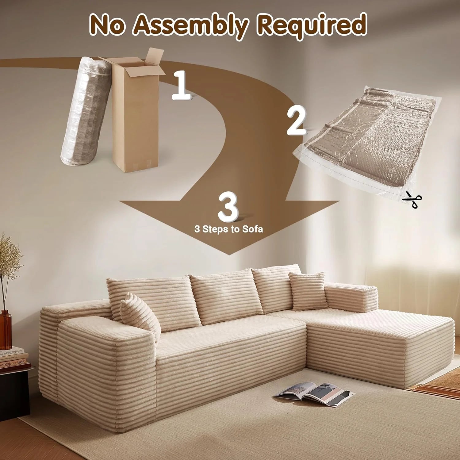 Ovios 104 Cloud Section Sofa L-shaped lounge chair, modern modular sofa