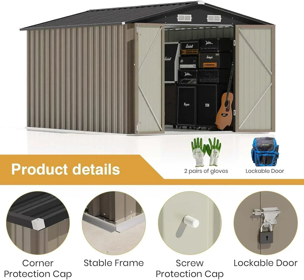 Patiowell 5x3 FT Outdoor Storage Shed Tool Shed with Sloping Roof and Lockable Door Metal Shed
