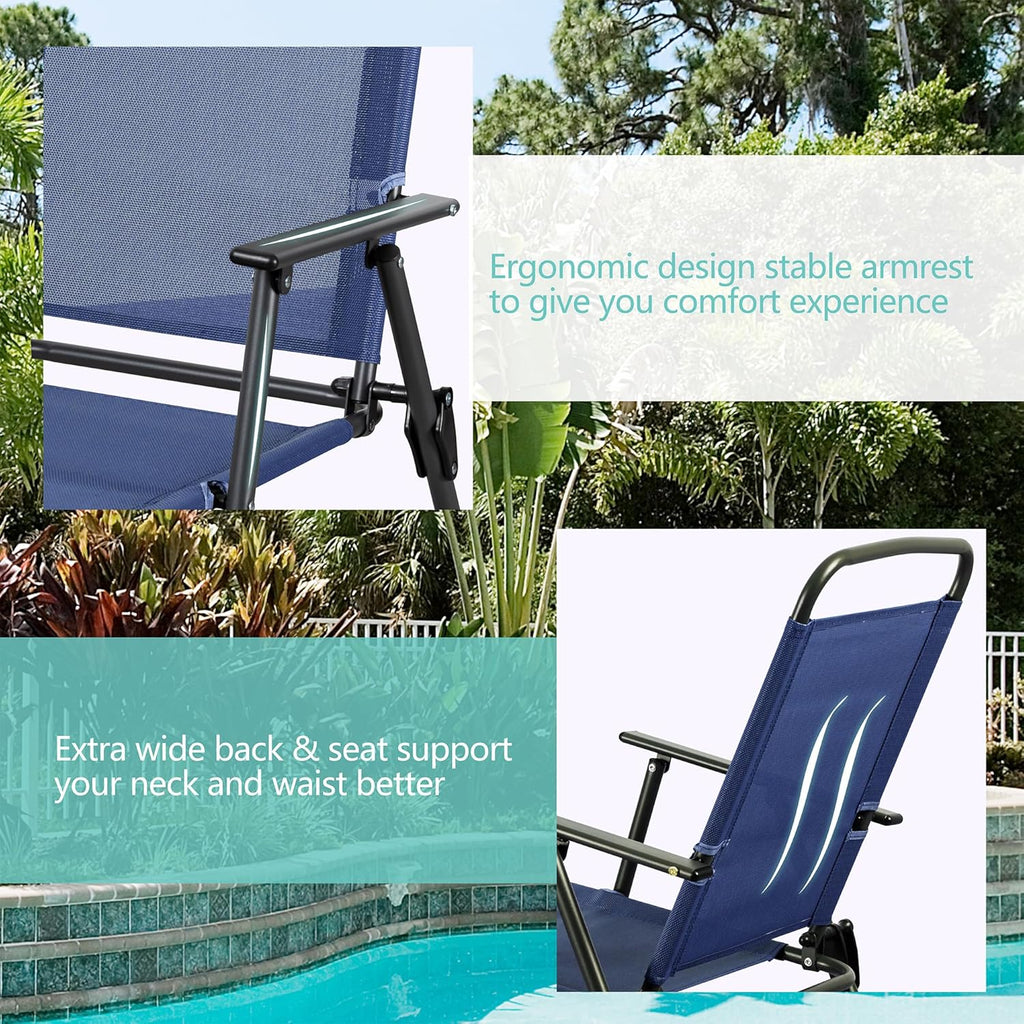 Vongrasig 6 Piece Folding Patio Dining Set Small Metal Outdoor Garden Patio Table and Chair Set