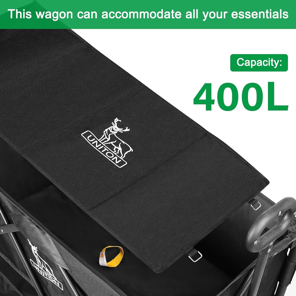 Double Decker Wagon 600lb Capacity 400L Collapsible Wagon 54 Extended Utility Folding Cart