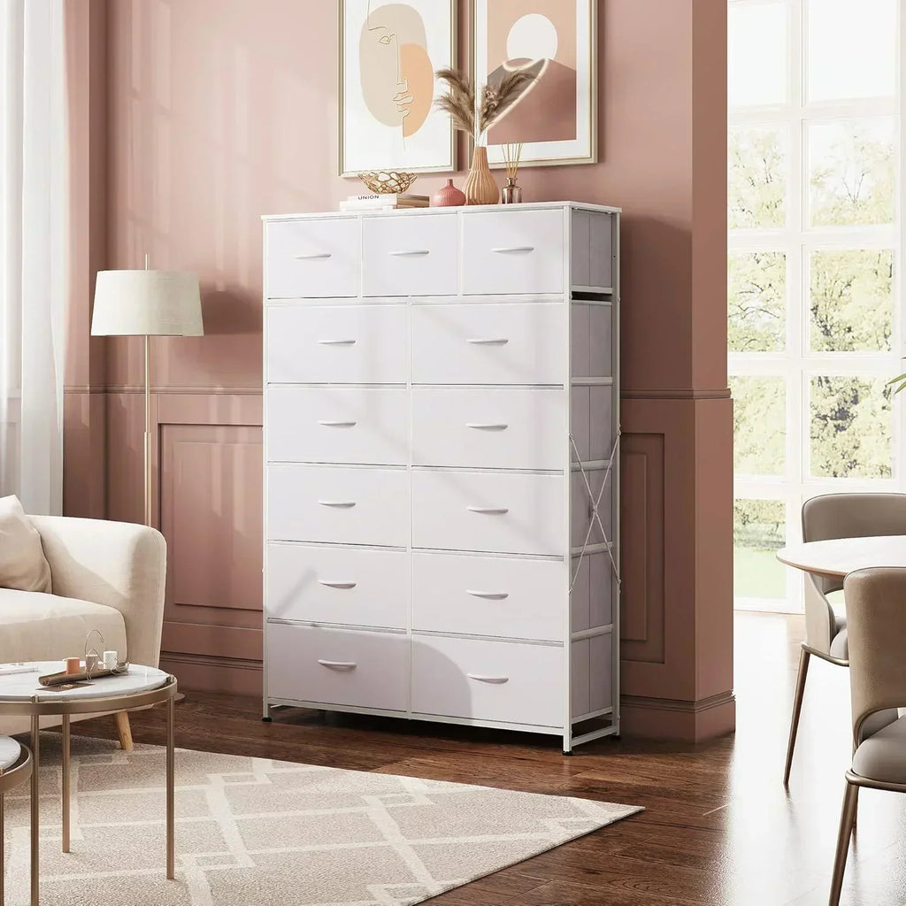 WLIVE Storage Organizer Unit with 13 Fabric Bins Storage Drawers Organizer with Steel Frame