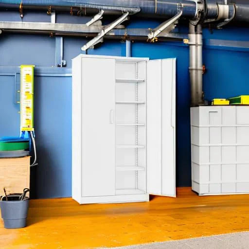 Metal Storage Cabinet with 2 Doors and 6 Shelves Black Metal Cabinet Garage Storage Cabinet