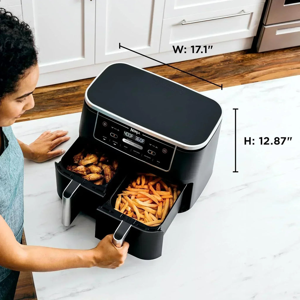 Ninja Foodi 6-in-1 FlexBasket Air Fryer with 7 QT MegaZone Basket Divider for Large Proteins