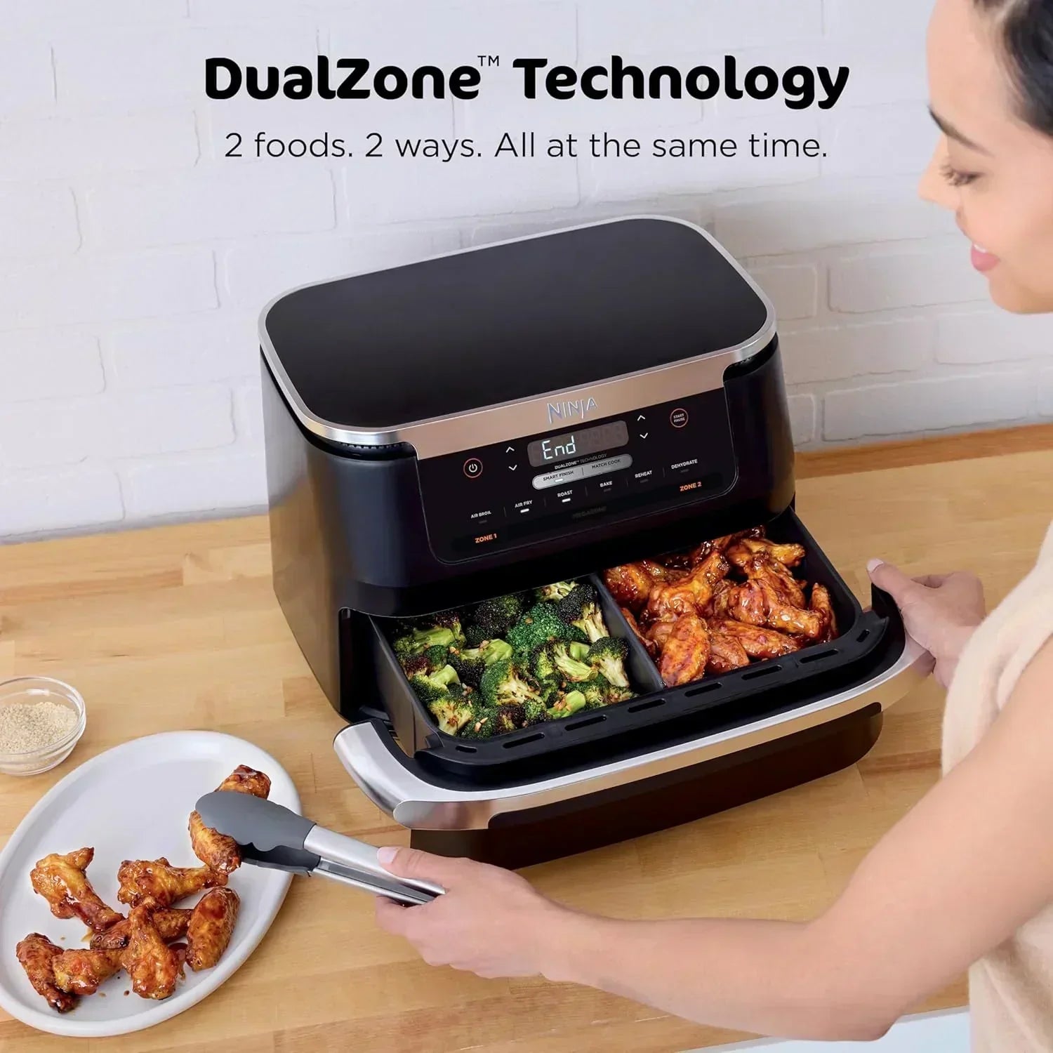 Ninja Foodi 6-in-1 FlexBasket Air Fryer with 7 QT MegaZone Basket Divider for Large Proteins