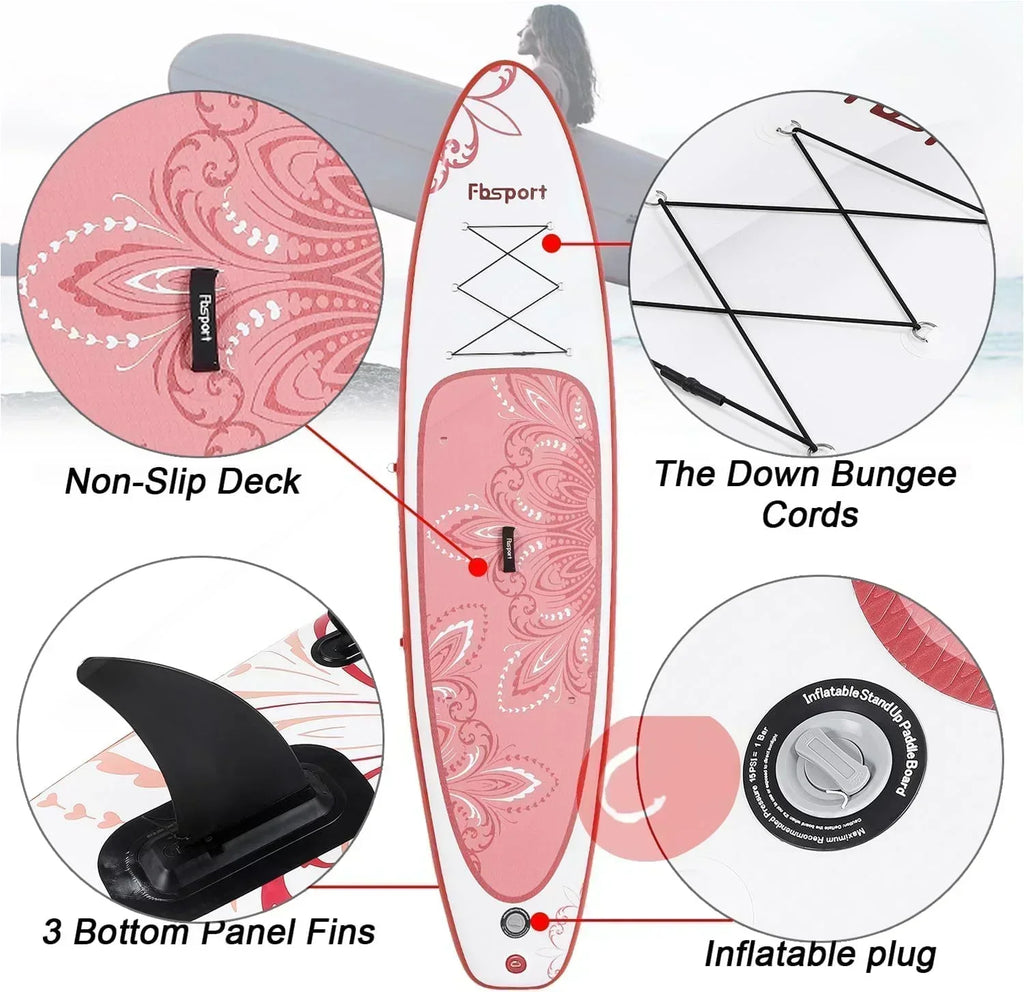 FBSPORT 11' Premium Stand Up Paddle Board Yoga Board with Durable SUP Accessories Carry Bag