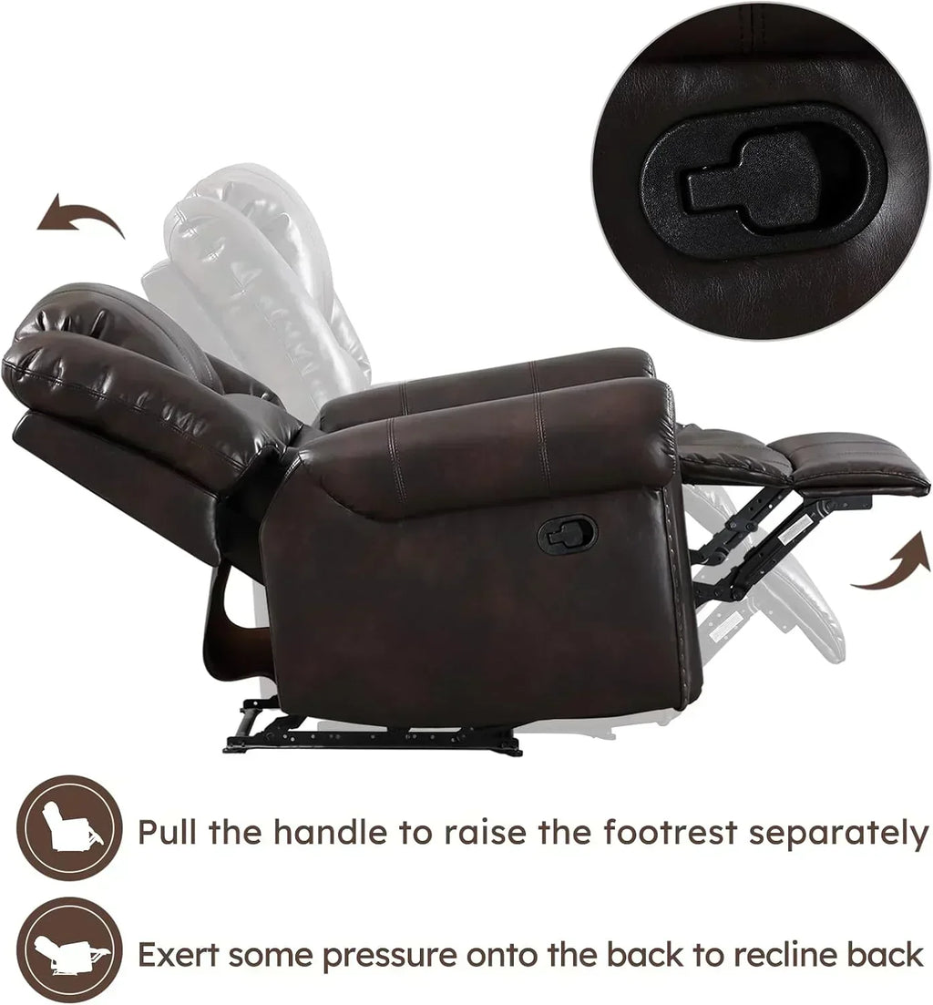 Leather recliner classic traditional manual recliner single sofa for living room