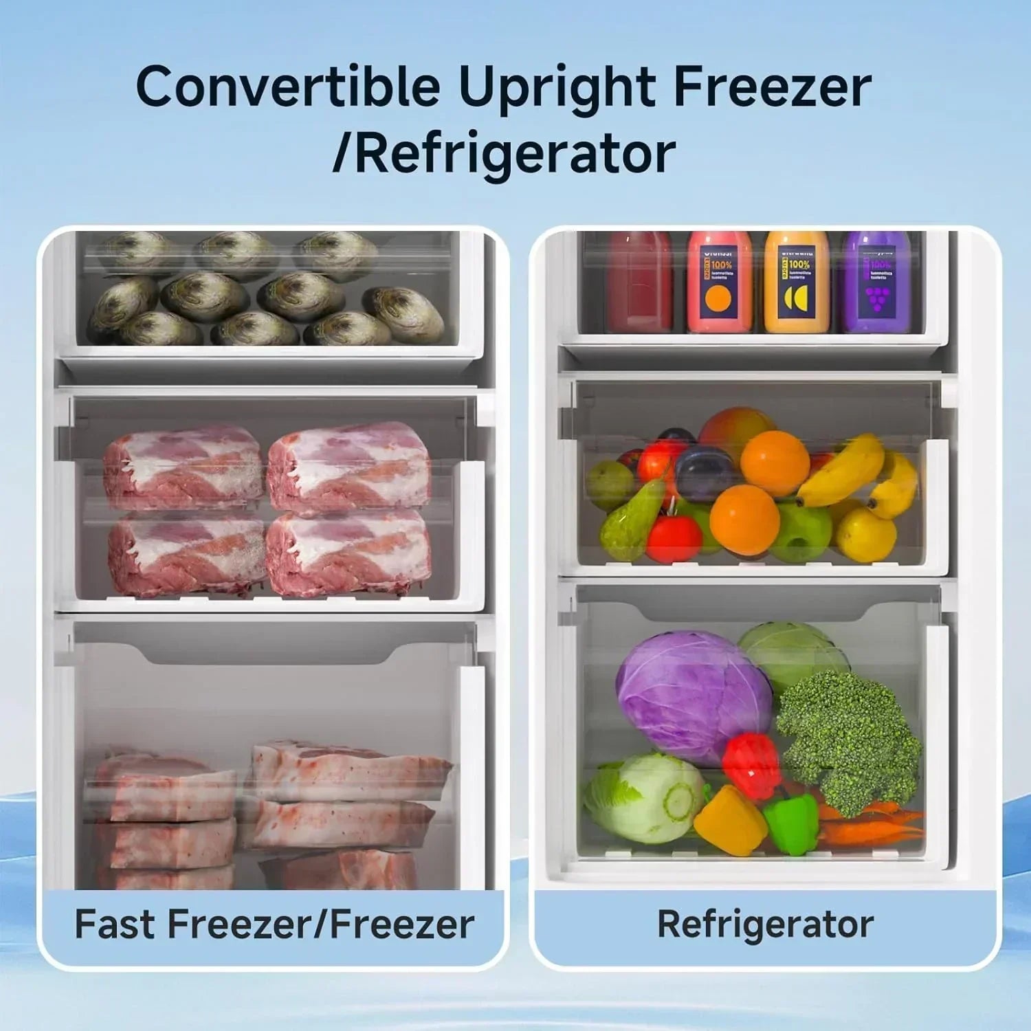 BANGSON Upright Freezer 7.0 Cu.ft Stand Up Freezer Convertible Upright Freezer/Refrigerator