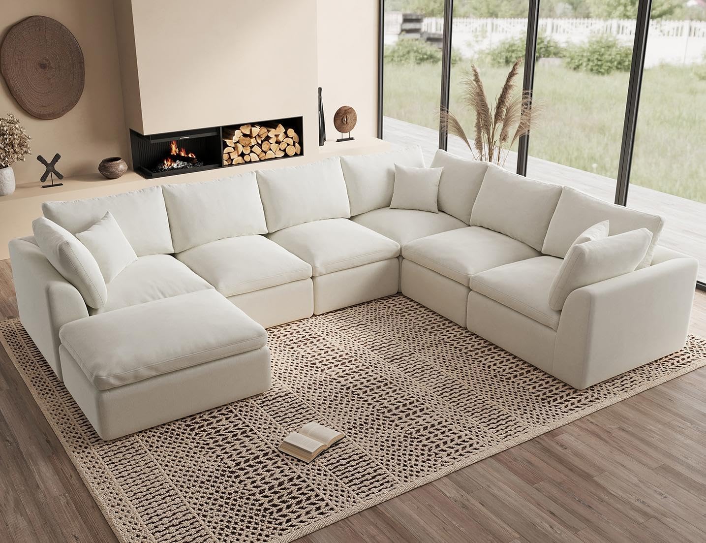 110 inch cloud sectional sofa for living room convertible L-shaped sofa 3 seater sectional sofa