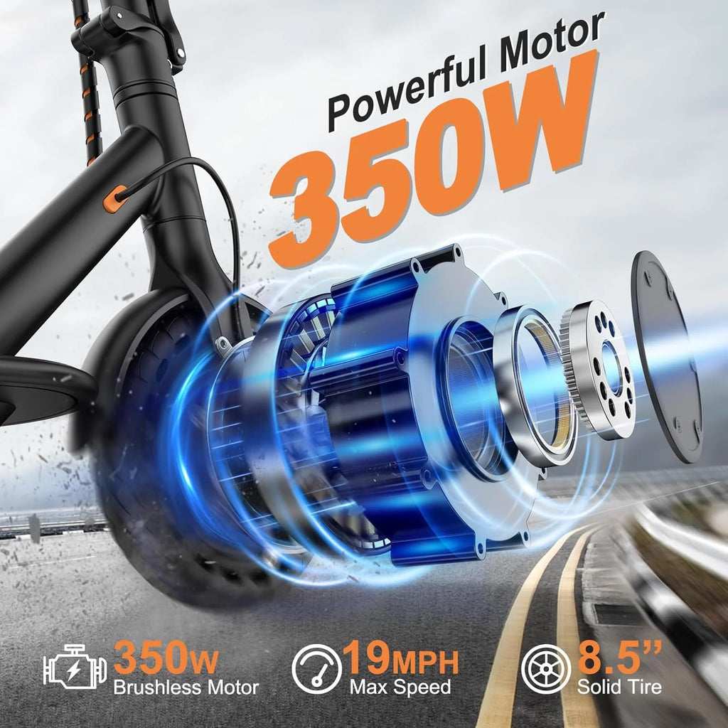 Electric Scooter, 350W/500W Powerful Motor, 8.5/10 Solid Tires, 19/22Mph, 28/21/12 Miles Range,Dual Braking