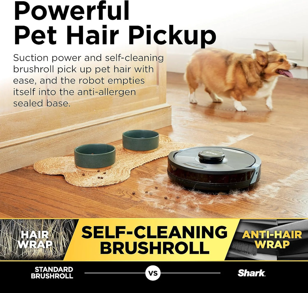AI Robot Vacuum with XL HEPA Self-Empty Base, Bagless, 60-Day Capacity, LIDAR Navigation, Perfect for Pet Hair, Compatible with Alexa, Wi-Fi Connected, Carpet & Hard Floor, Black