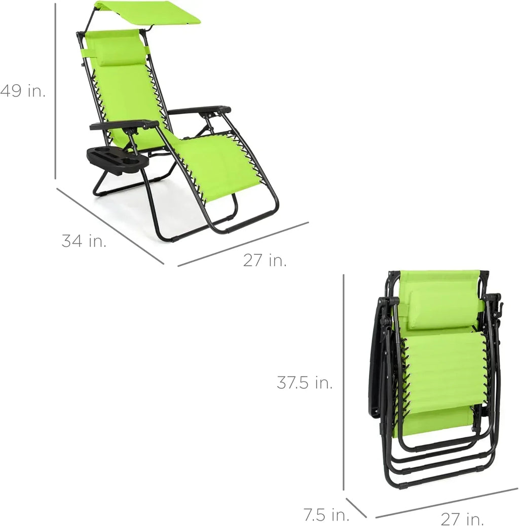 Best Choice Products Folding Zero Gravity Recliner Patio Lounge Chair Adjustable Canopy Shade