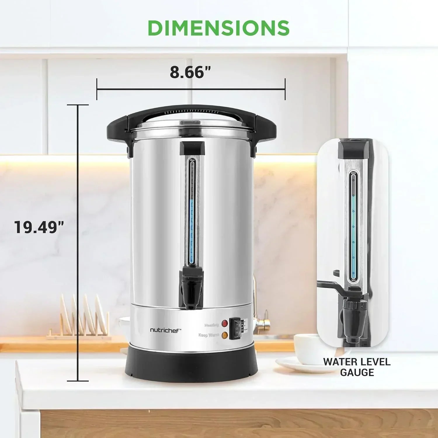 NutriChef Water Heater and Hot Water Dispenser 8L Electric Beverage Dispenser