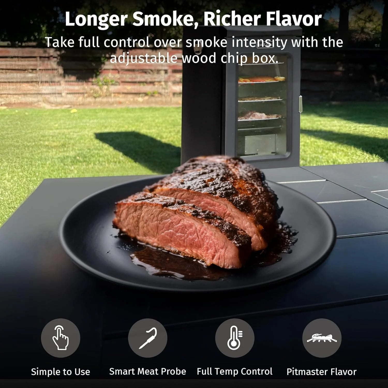 EAST OAK 30 Outdoor Electric Smoker | Built-in meat probe, smokes up to 6 times longer in a single load, side loader for uninterrupted smoking