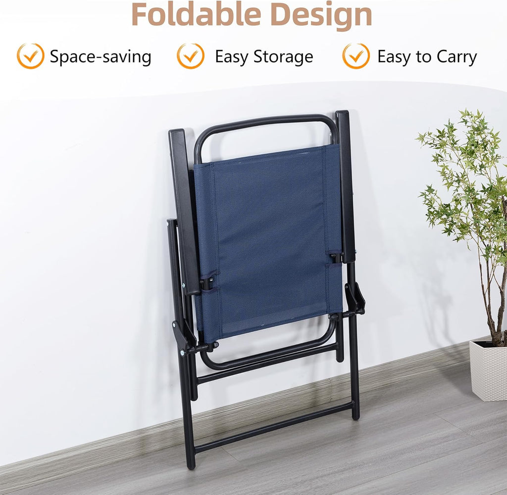 Vongrasig 6 Piece Folding Patio Dining Set Small Metal Outdoor Garden Patio Table and Chair Set