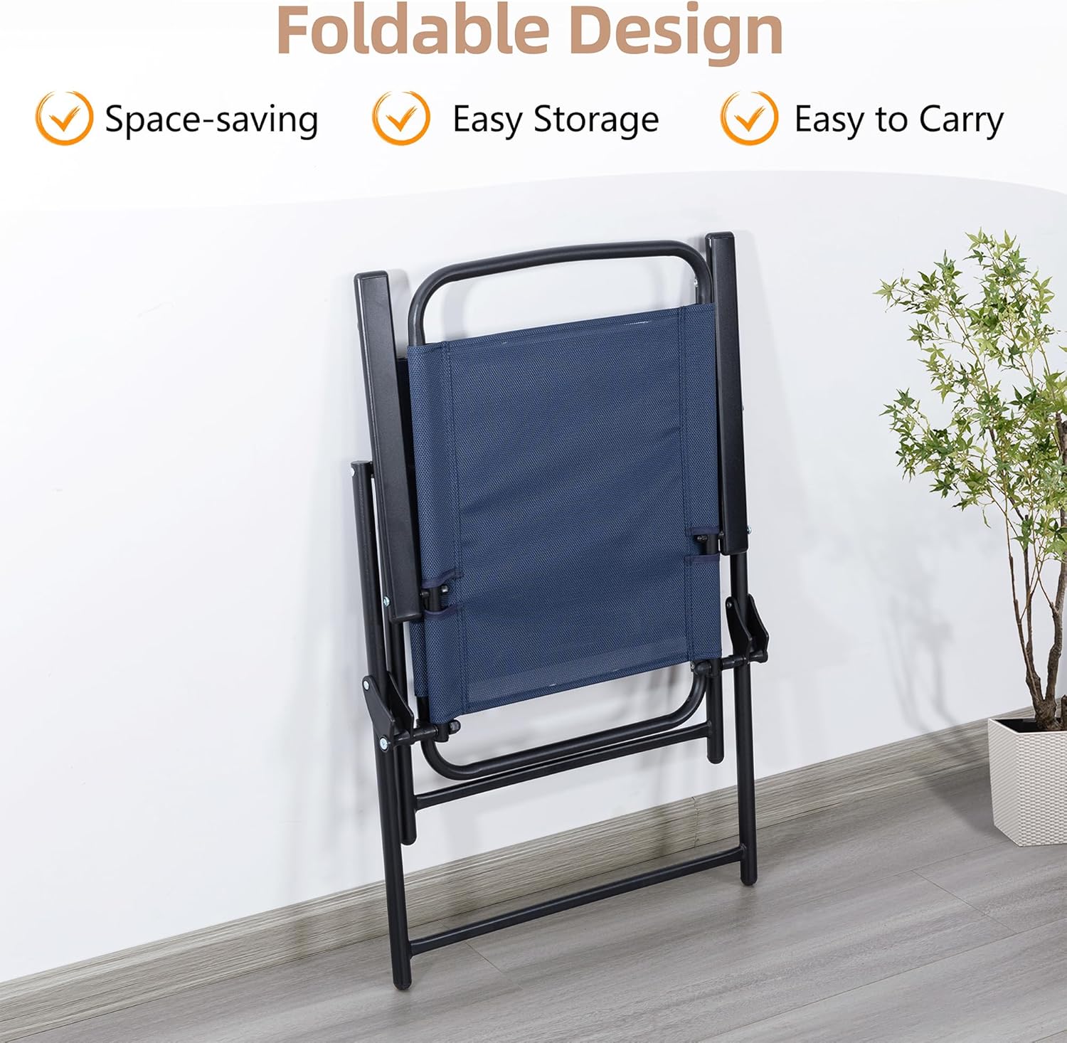 Vongrasig 6 Piece Folding Patio Dining Set Small Metal Outdoor Garden Patio Table and Chair Set