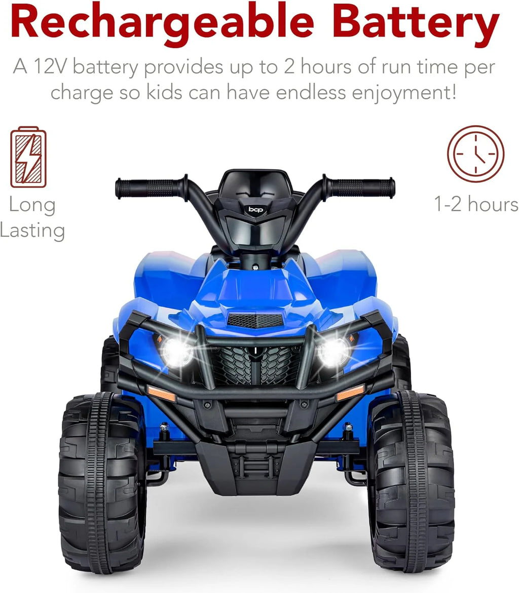 Best Choice Products 12V Kids Ride-On Electric ATV, 4-Wheeler Quad Car Toy w/Bluetooth Audio, 2.4mph Max Speed, Treaded Tires, LED Headlights, Radio