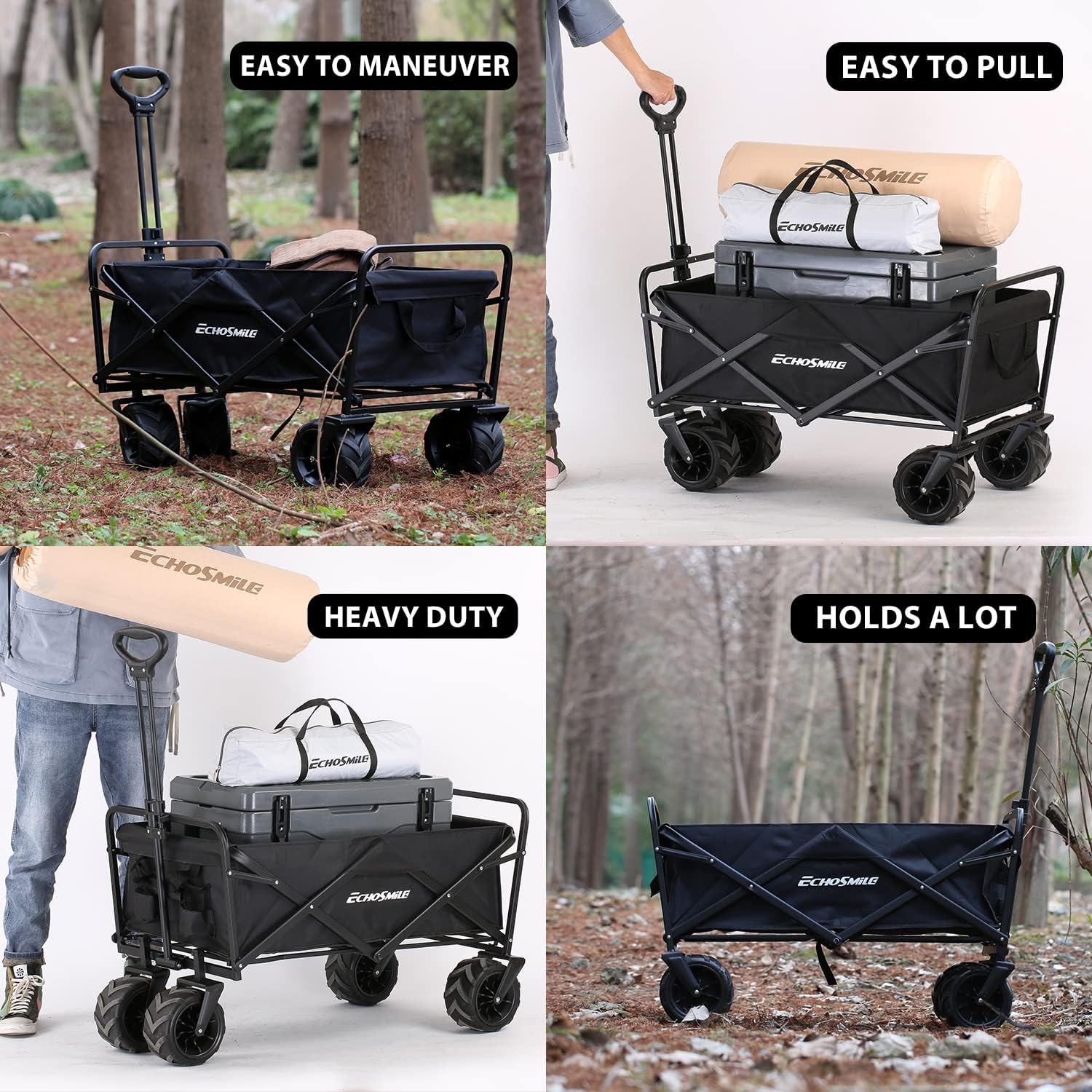 Heavy Duty 350 lb Capacity Foldable Caravan Outdoor Folding Camping Caravan Portable Grocery Cart