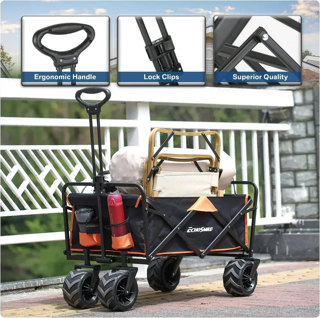Heavy Duty 350 lb Capacity Foldable Caravan Outdoor Folding Camping Caravan Portable Grocery Cart