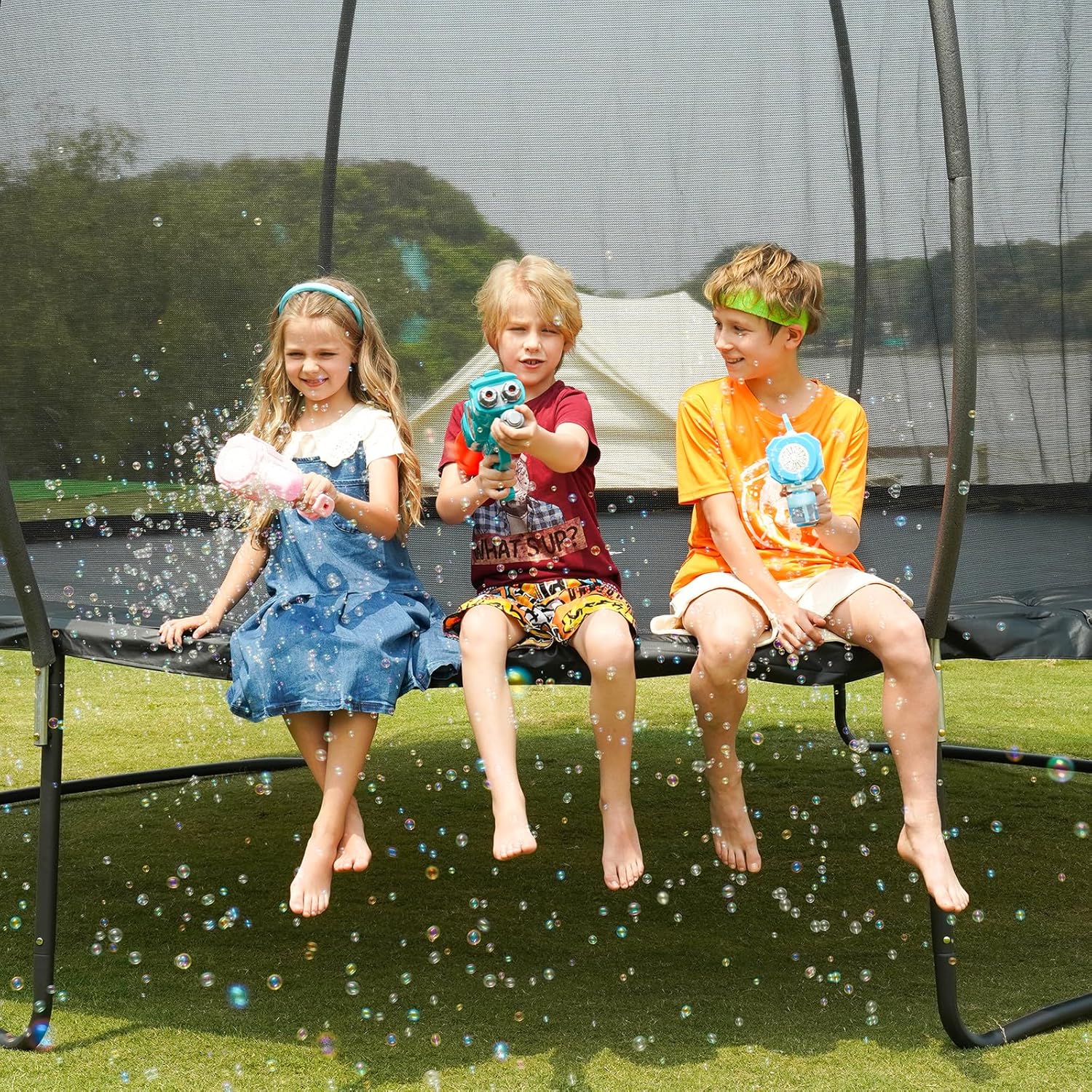 Gigu 10FT 12FT 14FT Recreational Trampolines with Enclosure Net and Ladder Anti-Rust Coating