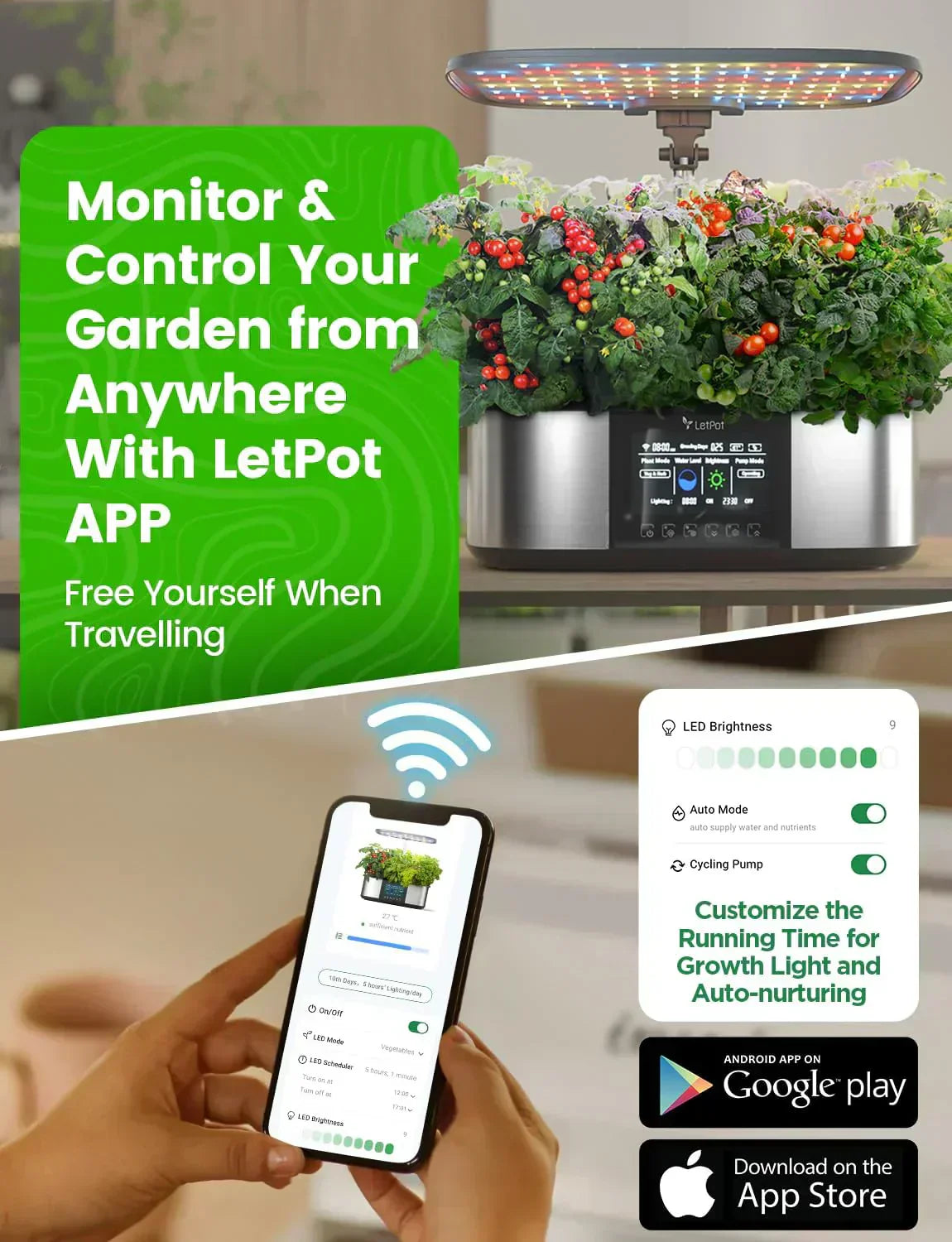 Hydroponic Planting System 12 Indoor Smart Herb Garden Set Indoor Garden App and WiFi Control