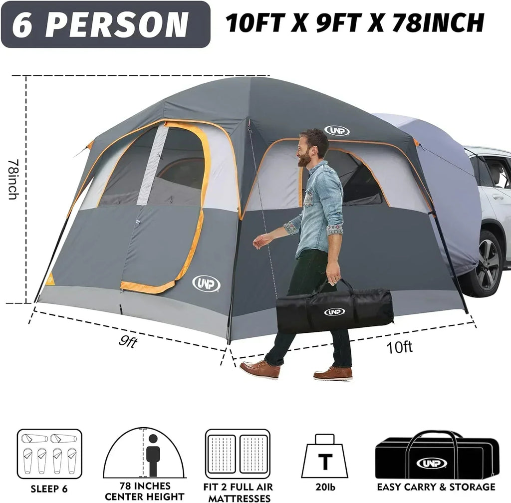 SUV Tent for Camping 6-Person SUV Tailgate Tent Easy Set Up with Rainfly 10'x9'x78in
