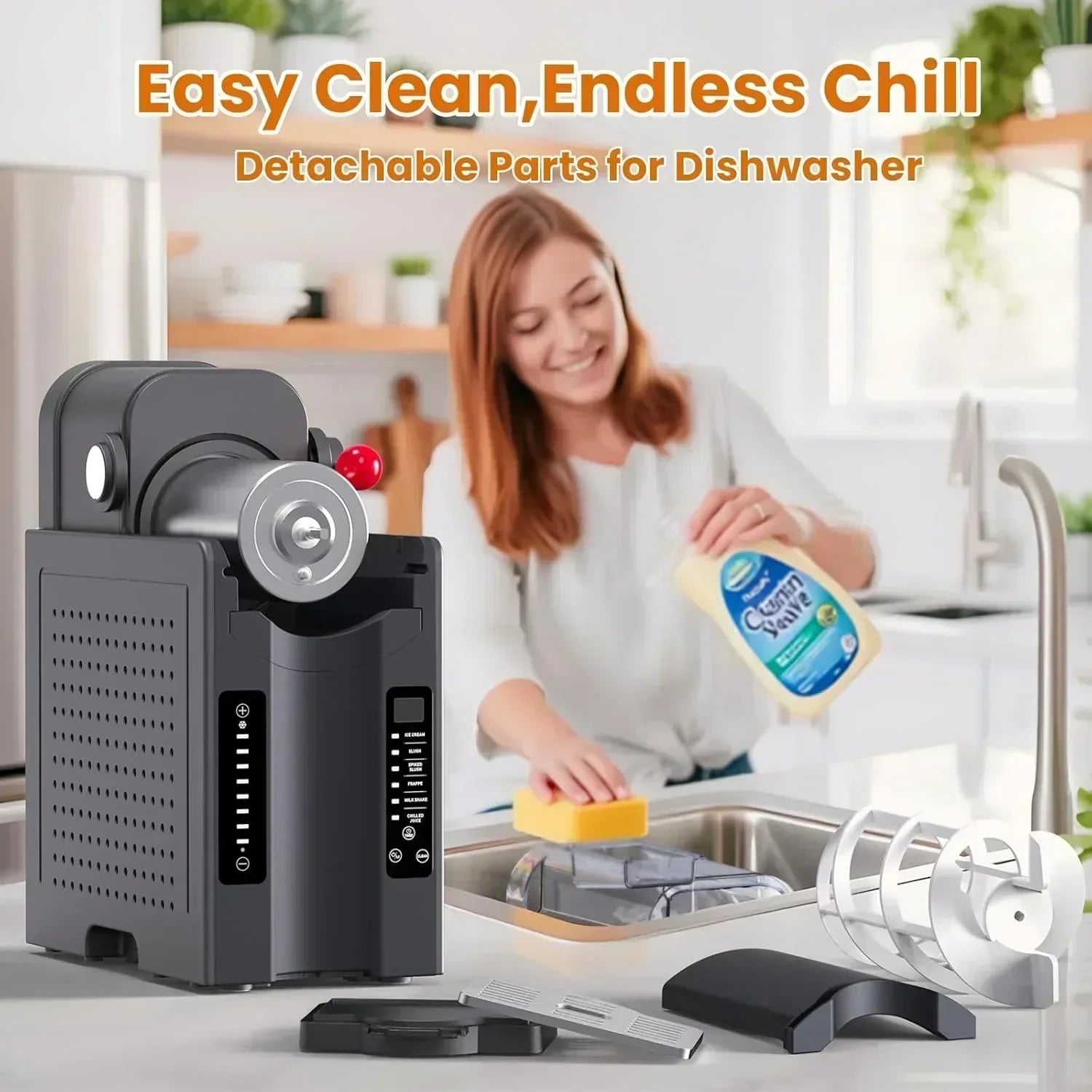 Slushie Machine Professional Frozen Drink Maker No Ice Needed Slushie Machine with LED Display