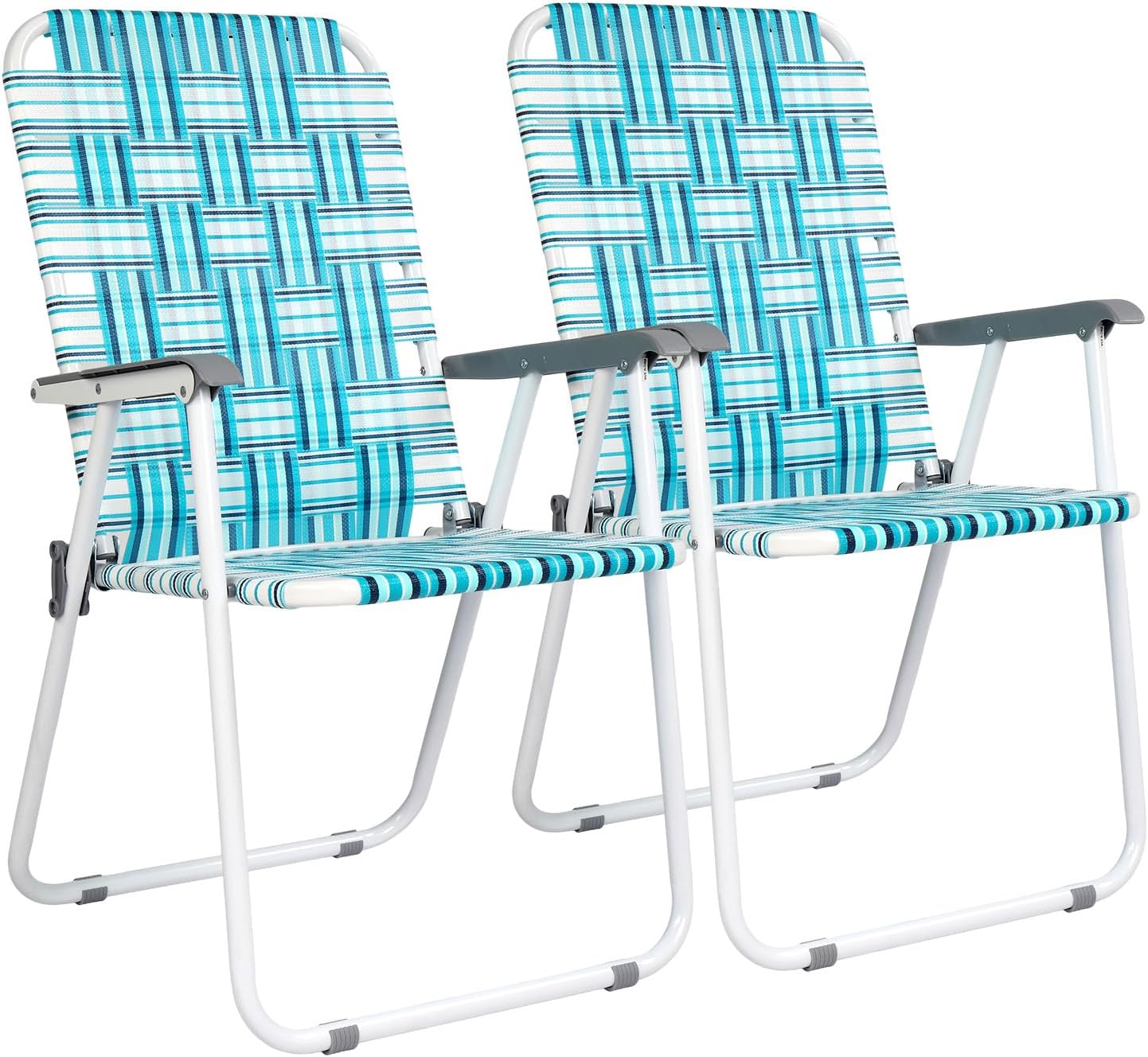 VINGLI Patio Lawn Webbed Folding Chairs Set of 2 Outdoor Beach Portable Lawn Chair