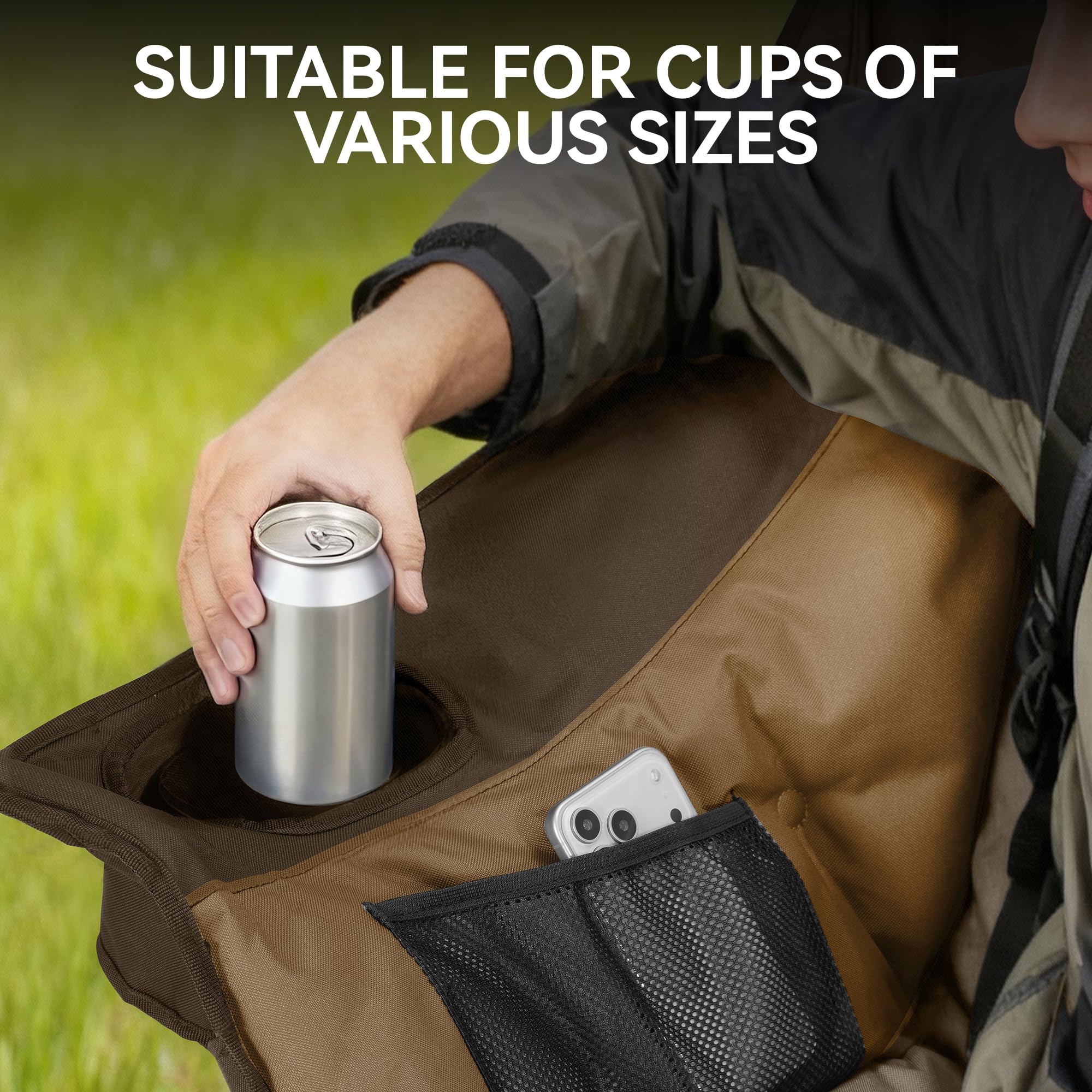 High Back Double Camping Chair Low Seat Folding Loveseat with Cup Holders and Carry Bag 800 lbs