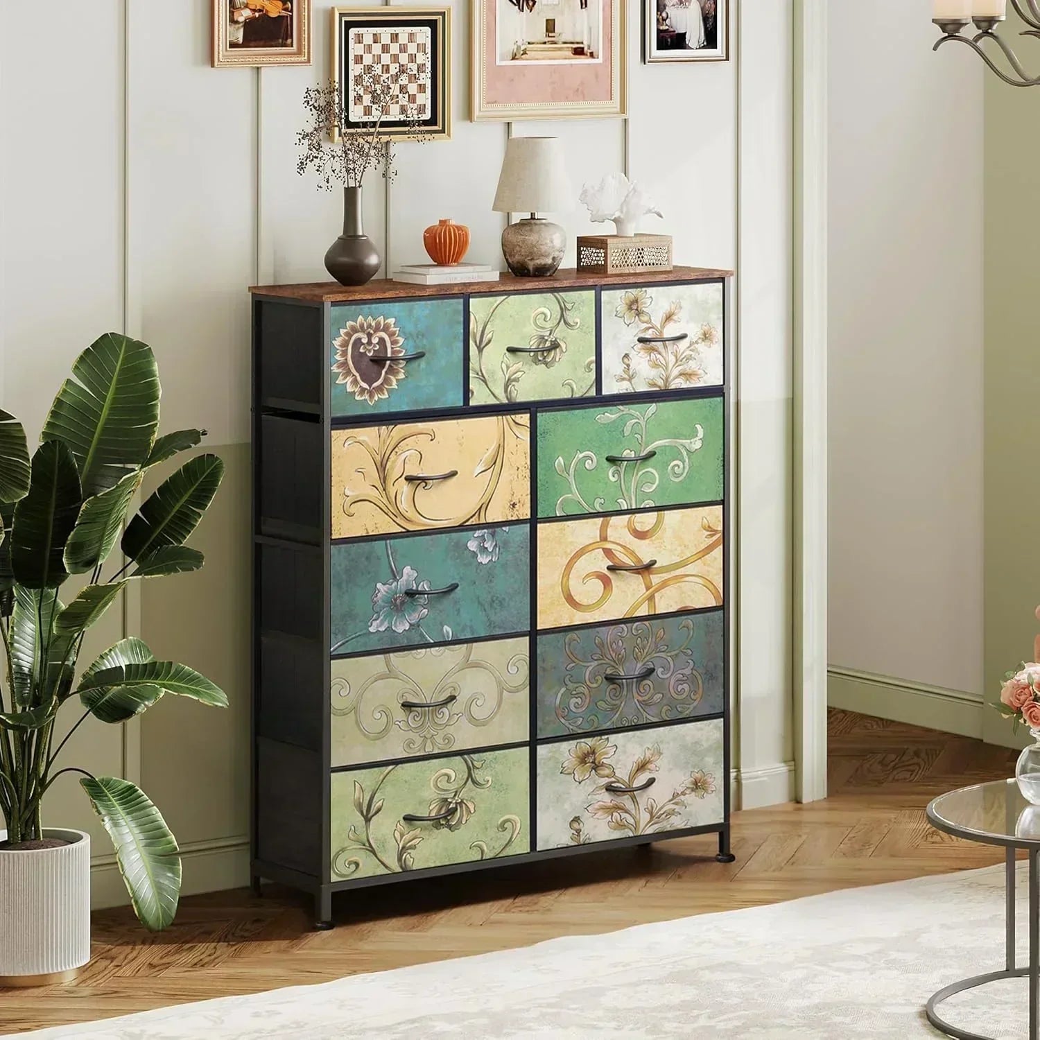 Storage Organizer Unit 11 Fabric Bins Storage Drawers Organizer Steel Frame Tall Storage Tower